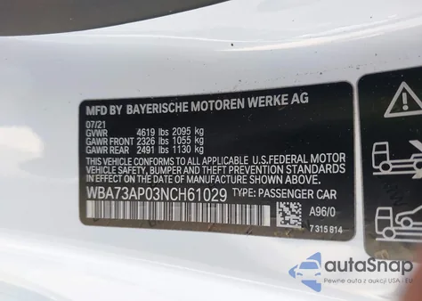 2022 BMW 430I xDrive из США, поврежденный, VIN WBA73AP03NCH61029